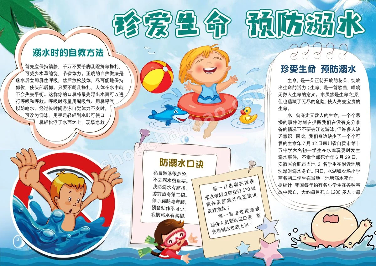 5-防溺水手抄报